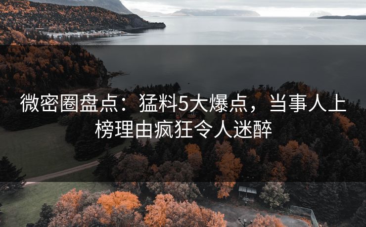 微密圈盘点：猛料5大爆点，当事人上榜理由疯狂令人迷醉